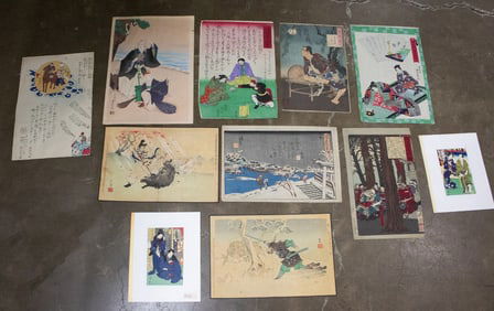 A group of Japanese woodblock prints