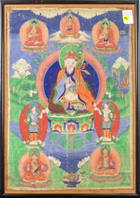 A Tibetan thangka depicting Pattmasam Bhava