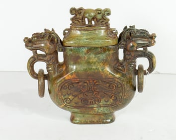 A Chinese hardstone carved covered censer