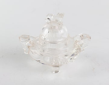 A Chinese rock crystal tripod censer with wood stand