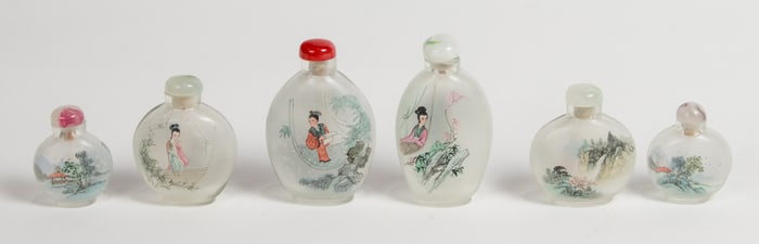 (lot of 6) Chinese inside-painted glass snuff bottles