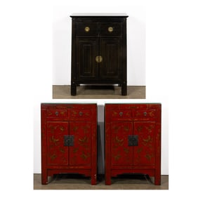 (lot of 3) Chinese lacquer painted cabinets
