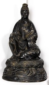A large Chinese bronze figure of Guanyin