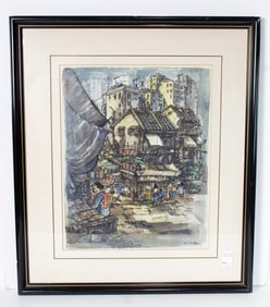 Chan Kau On (20th century) - Hong Kong Street Scene