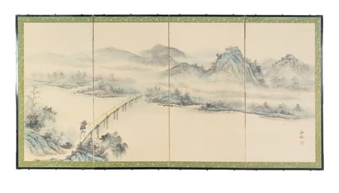 A Japanese four-panel folding screen