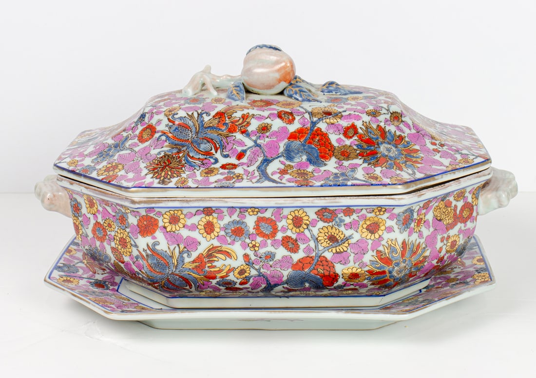 A Chinese export style famille rose tureen and under tray (1 of 1)
