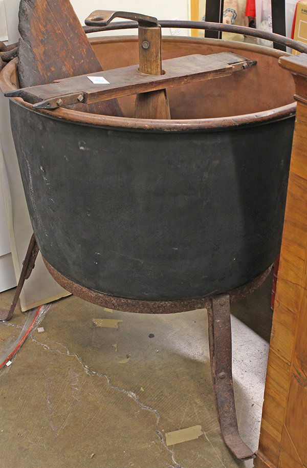 Antique copper apple butter kettle