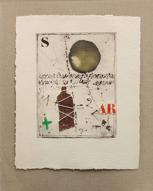 Carborundum etchings, James Coignard, 1977, Vigiles: (Lot of 3) Framed Carborundum etchings, from the portfolio ''Vigiles,'' by James Coignard, 1977, Editions Bruno Roullard, ed. 35/60, signed lower right in pencil, complete with title page and text pag