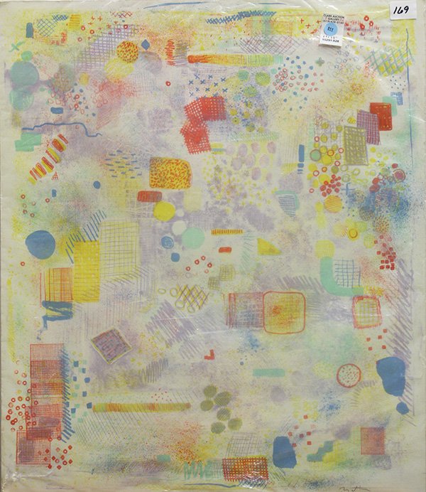 Silkscreen, Robert Natkin, Tic Tac Toe: Unframed silkscreen, Tic-Tac Toe/ Lavender, Yellow, Rouge, by Robert Natkin (American, 1930-2010), pencil signed lower right, overall: 28"h x 24"w. Provenance: From the Estate of Bob Langell (Oakland,