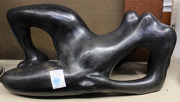 Ceramic sculpture, Manuel Felguerez, Reclining Nude: Ceramic sculpture, Reclining Nude, by Manuel Felguerez (Mexican/American, b.1928), signed "Felguerez" on foot, overall: 9.5"h x 21"w x 10.5"d