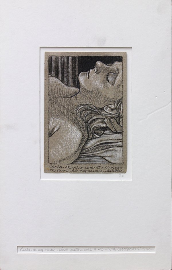 Charcoals, Erotic Series: (Lot of 11) Unframed (matted) charcoals on paper, Erotic Series, American School, 20th century, each pencil signed "Tia Claussen," largest overall: 16"h x 10"w. Provenance: From the Estate of Bob Lang