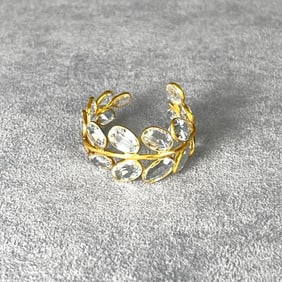 Aquamarine and 18K Yellow Gold Wreath Open Ring