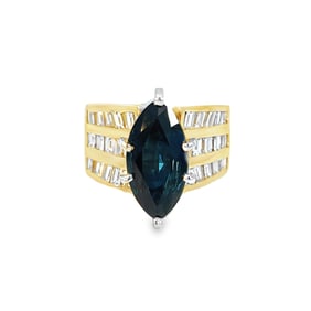 Sapphire, Diamond and 14K Yellow Gold Ring