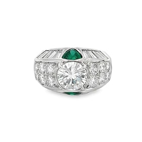 Emerald, Diamond and Platinum Ring