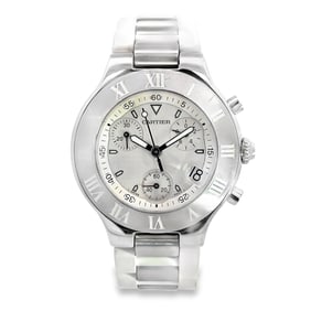 Cartier Must 21 Chronograph Quartz Rubber & Stainless Steel Band Watch