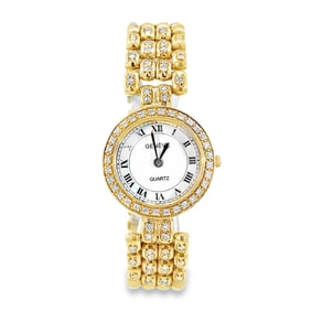 Geneve Diamond and 18K Yellow Gold White Dial Lady Watch