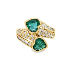 Emerald, Diamond and 14K Yellow Gold Ring