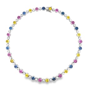 Multi-Colored Sapphire Necklace Bezel Designed Necklace