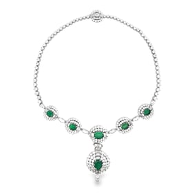 Clombian Emerald, Diamond and Platinum Necklace