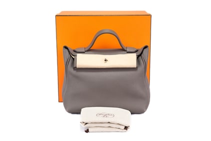 Hermes 24/24 35 Bag With Togo Leather, Gris Etain, Platinum Hardware