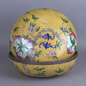 A Chinese Cloisonne 'Peach' Box and Cover