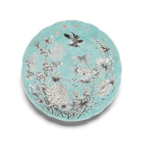 Chinese Turquoise Ground 'Dayazhai'Dish, Republic Period