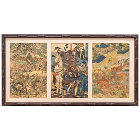 Three Edo Japanese Woodblock Prints, Utagawa Kuniyoshi (1798 - 1861), Katsukawa Shuntei (1789 -