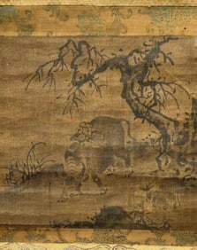 Anonymous (Song or Yuan Dynasty) - Chinese Painting Scroll of Herding