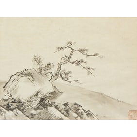 Anonymous (Qing Dynasty) - Chinese painting of Tree on Rock