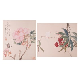 Anonymous (Qing Dynasty) - Two Chinese Paintings of Bird and Flower