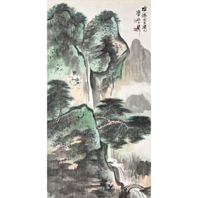 Xie Zhiliu (1910 - 1997) - Chinese Painting Scroll of Landscape