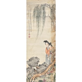 Huang Jun (1775 - 1850) - Chinese Painting of Two Beauties