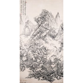Wu Guandai (1862 - 1929) - Chinese Painting Scroll of Landscape