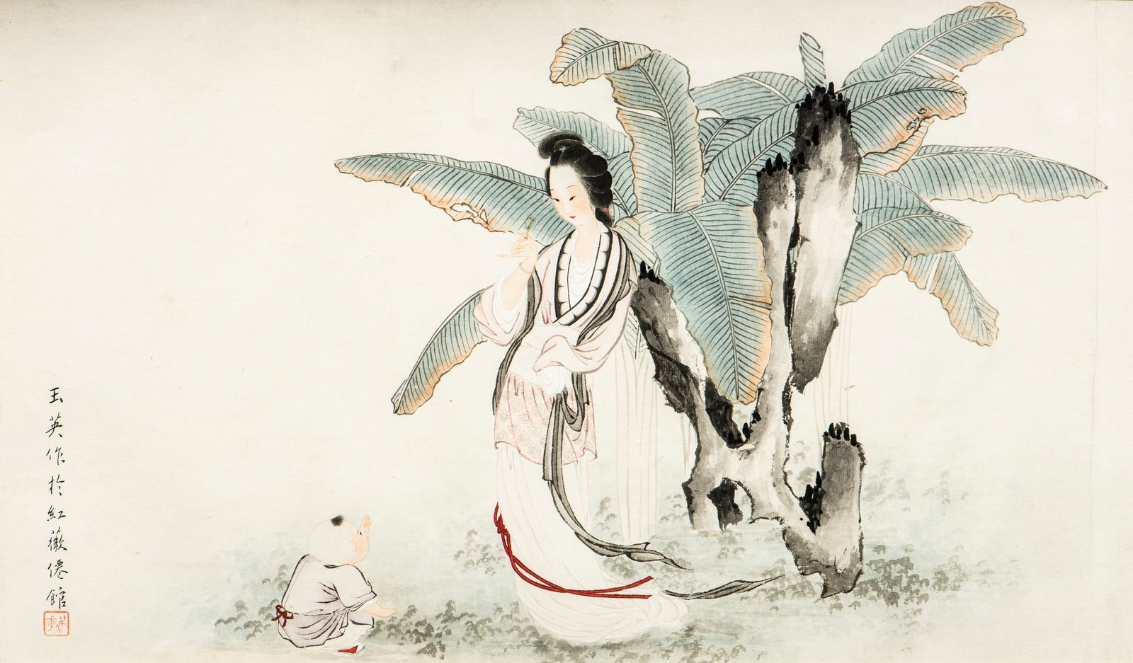 Yu Ying (Early 20th Century) - Chinese Painting Scroll of Beauty (1 of 2)