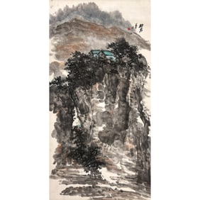 Lou Baian (b. 1948) - Chinese Painting Scroll of Landscape