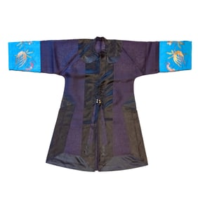 Chinese Dark Purple Summer Guaze Ladies' Robe, Late Qing Dynasty