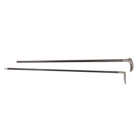 Two silver handled walking canes