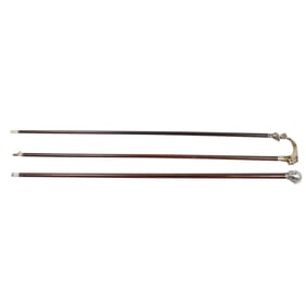 Three silver mounted portrait walking canes