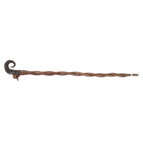 A German horn and wood witch walking cane
