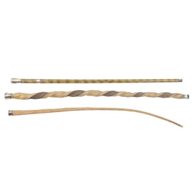 Three silver mounted walking canes with animal skin shafts