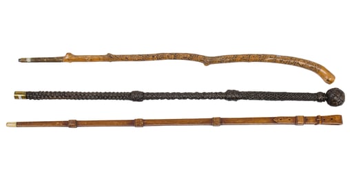 Three Folk Art walking canes
