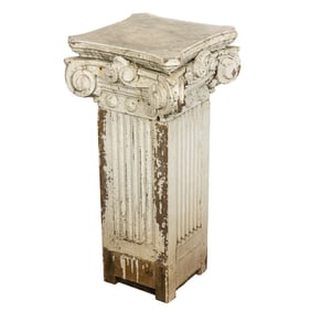 A Neoclassical style painted wood Doric capital on fluted part column