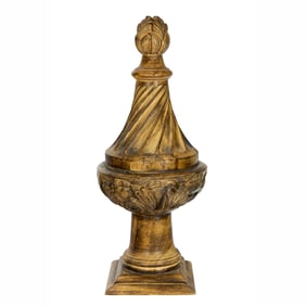 A large Neoclassical style carved architectural flame final