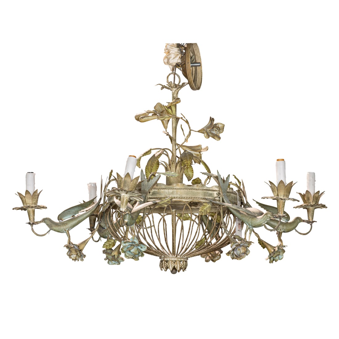 An Italian tole six-light chandelier (1 of 3)