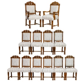 A suite of twelve American Renaissance Revival dining chairs in the Horner taste, circa 1870
