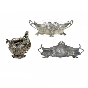 Three Continental Art Nouveau jardinieres