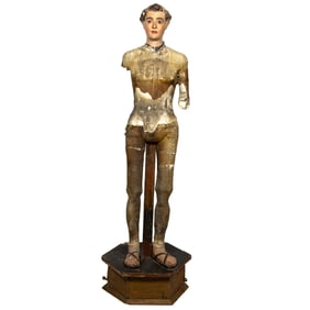 A life size Spanish santos polychrome figure of a saint