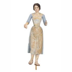 A Spanish Colonial polychromed wood Santos figure of a woman