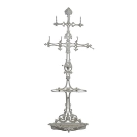 A Victorian white painted cast iron hall tree