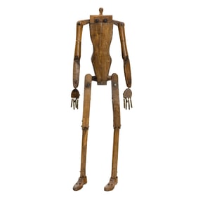 A life-size French articulated artist?s mannequin or lay figure